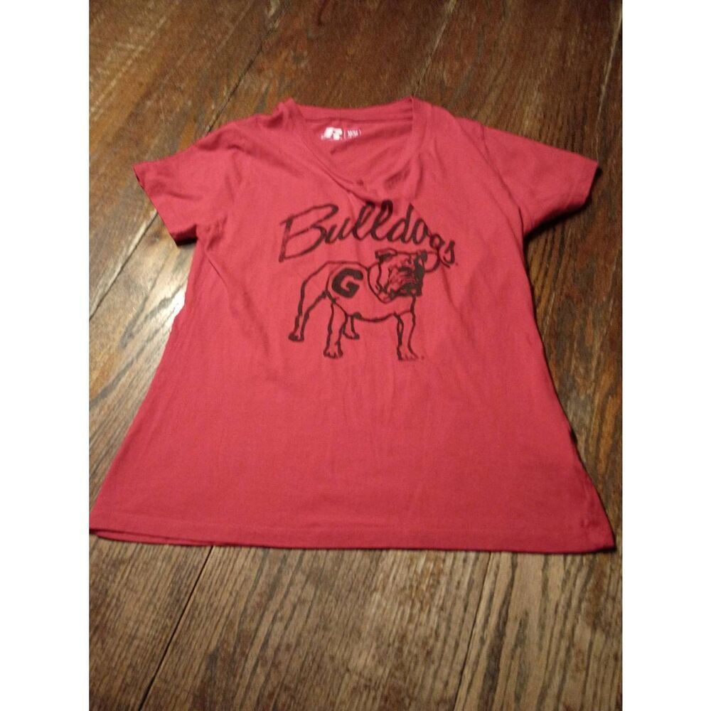 Medium Russell GA Georgia Bulldogs Cotton Short Sleeve Pullover Tee Tshirt Shirt